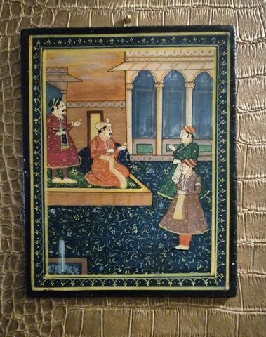 Miniature indienne style moghol – scène de cour – peinte à la main