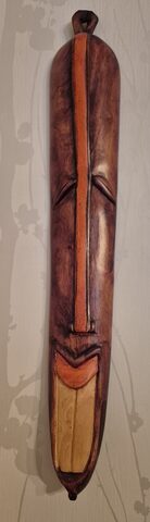Tête stylisée africaine – bois sculpté allongé – art africain