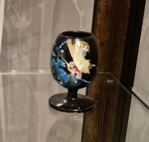 Coupe émail cloisonné noir – motif papillon