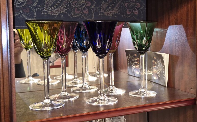 Lot 6 verres du Rhin cristal Saint-Louis modèle Cerdagne – doublé coloré