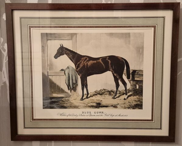 Paire de gravures hippiques anglaises encadrées – Derby d'Epsom XIXe