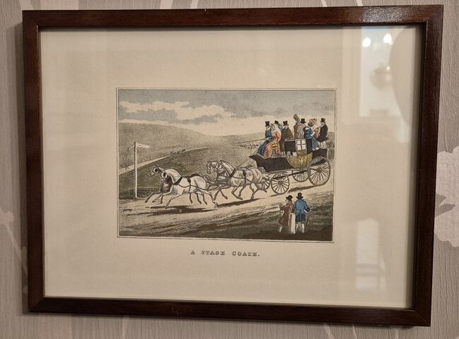 Gravure ancienne encadrée "A Stage Coach" – scène de diligence XIXe